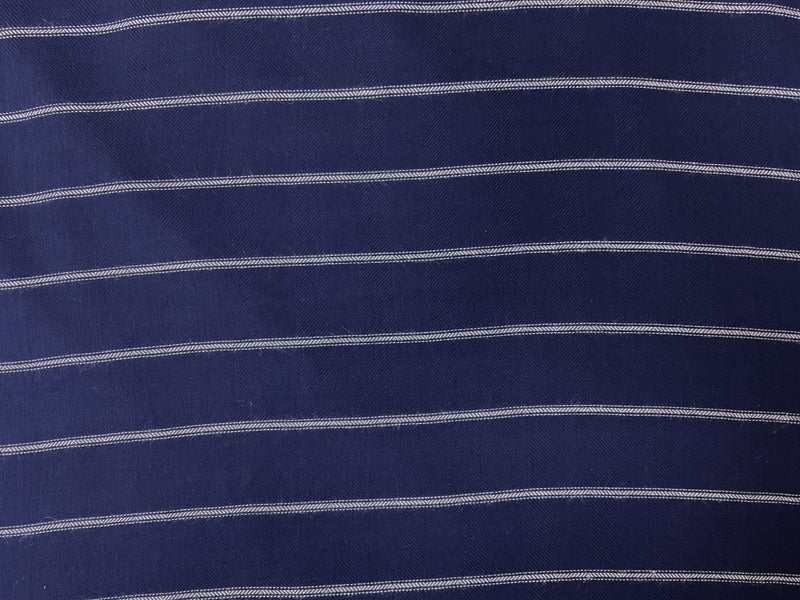 Navy-White Rayon Stripe Twill Woven Fabric