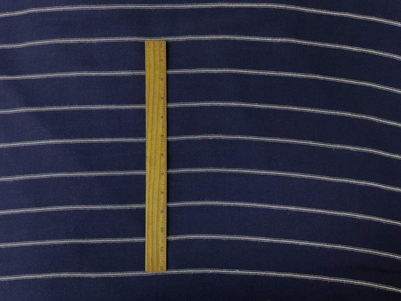 Navy-White Rayon Stripe Twill Woven Fabric