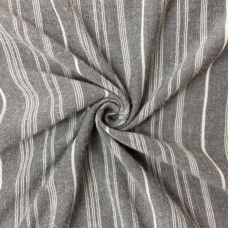Black-White Rayon Stripe Crepon Woven Fabric
