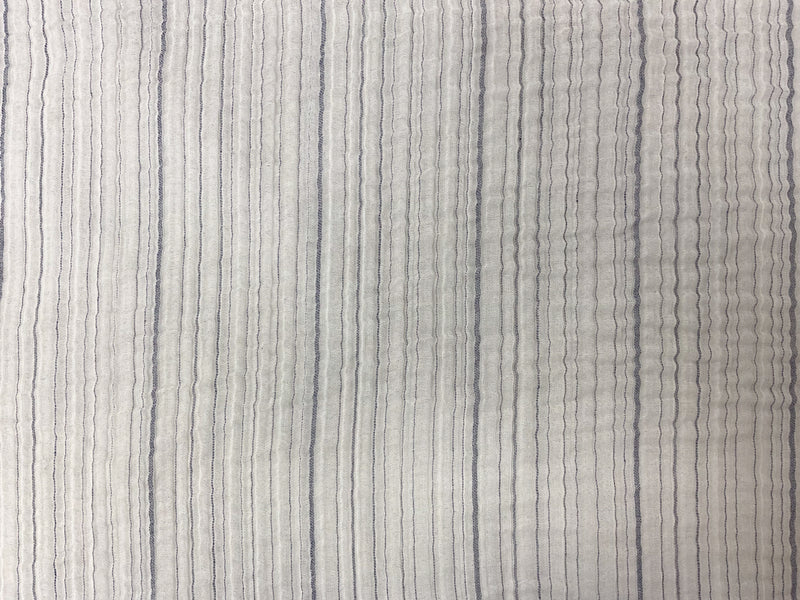 Blue-Ivory Cotton Stripe Double Gauze Woven Fabric