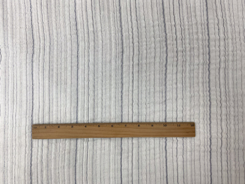 Blue-Ivory Cotton Stripe Double Gauze Woven Fabric