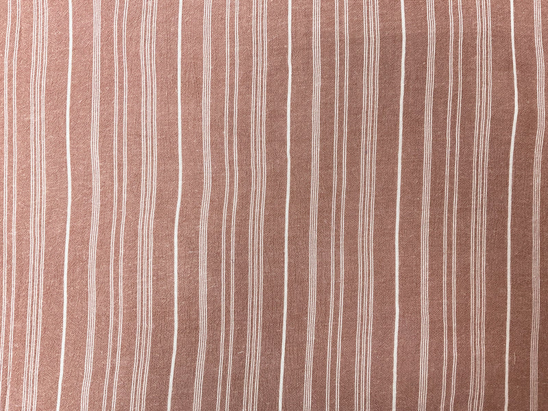 Brown-White Rayon Stripe Crepon Woven Fabric