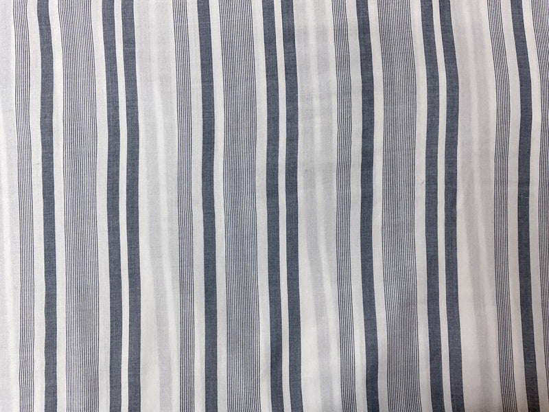 Blue-White Rayon Stripe Challis Woven Fabric