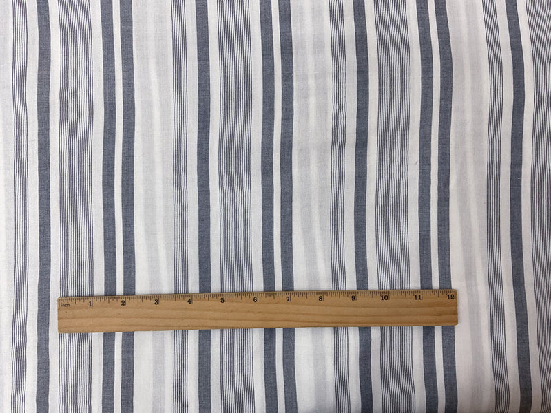 Blue-White Rayon Stripe Challis Woven Fabric