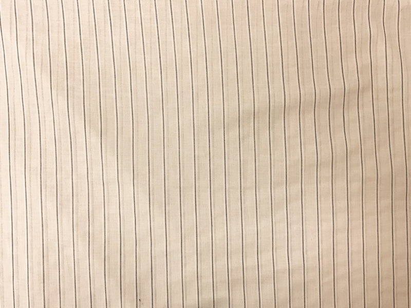 Ivory-Black Cotton Stripe Voile Woven Fabric