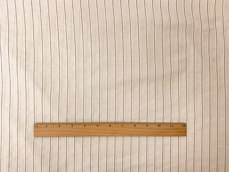 Ivory-Black Cotton Stripe Voile Woven Fabric