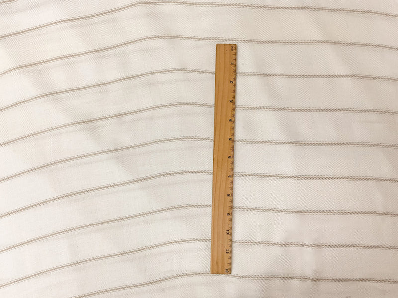 White-Beige Rayon Herringbone Stripe Woven Fabric