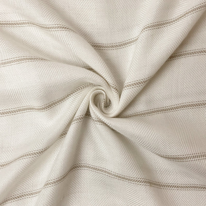 White-Beige Rayon Herringbone Stripe Woven Fabric