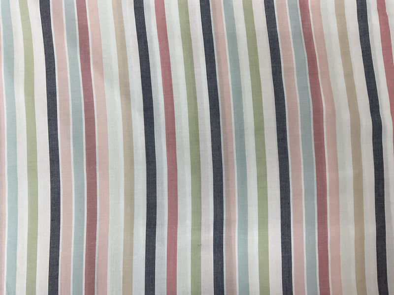 Light Pink-Blue-Multi Rayon Stripe Challis Woven Fabric