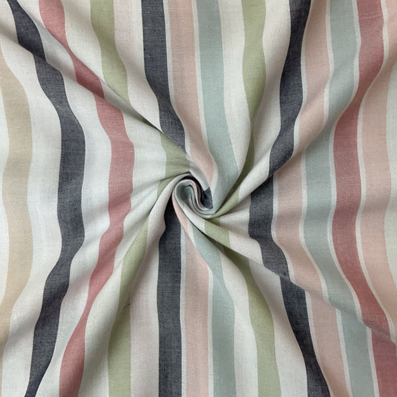 Light Pink-Blue-Multi Rayon Stripe Challis Woven Fabric