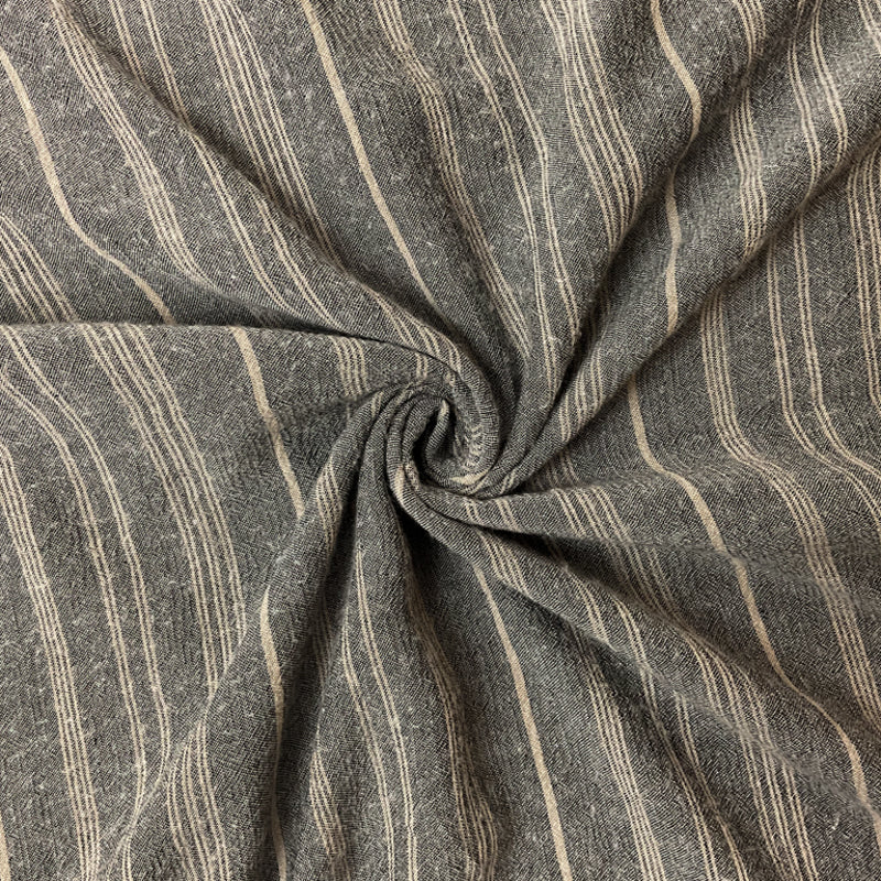Black-Beige Rayon Stripe Crepon Woven Fabric