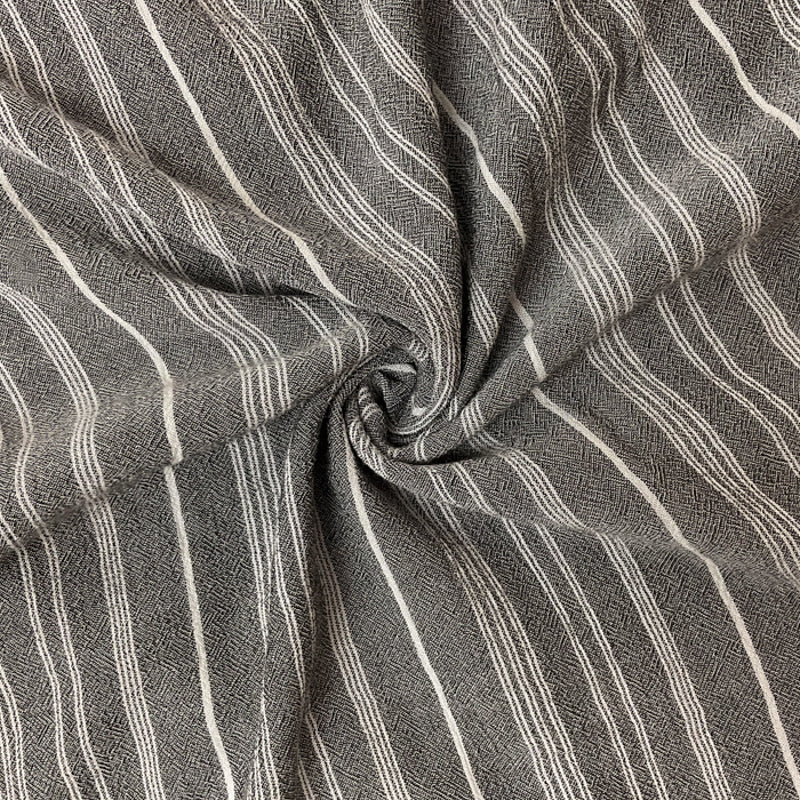Black-White Rayon Stripe Crepon Woven Fabric