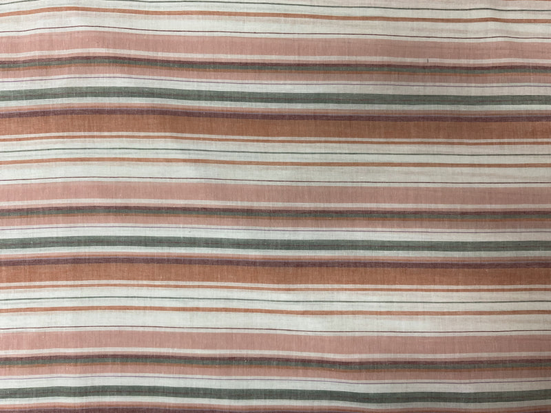Orange-Green-Multi Cotton Stripe Gauze Woven Fabric
