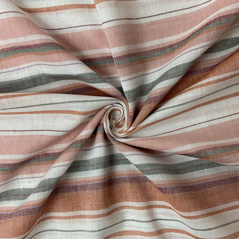 Orange-Green-Multi Cotton Stripe Gauze Woven Fabric