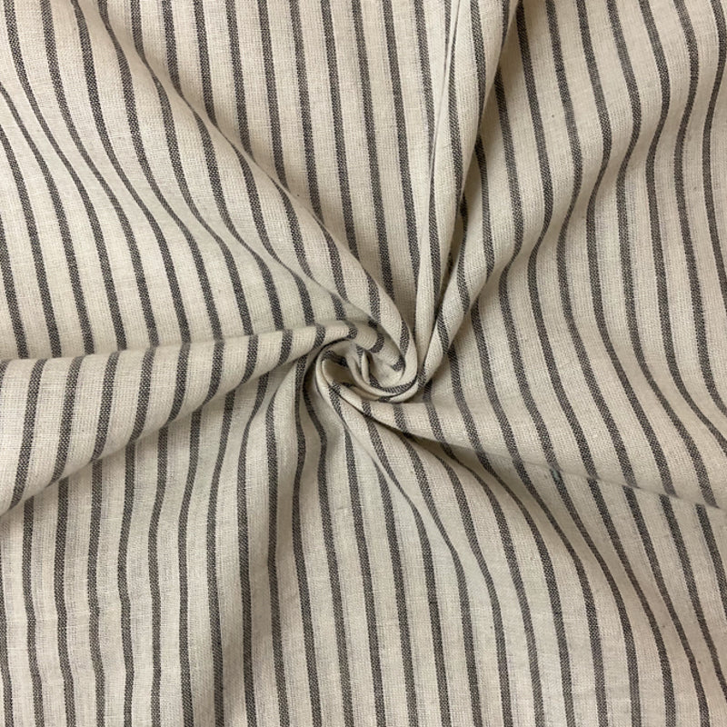 Black-Ivory Cotton Stripe Gauze Woven Fabric