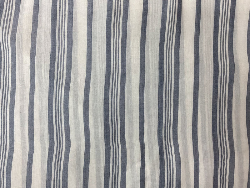 Blue-White Rayon Stripe Crepon Woven Fabric