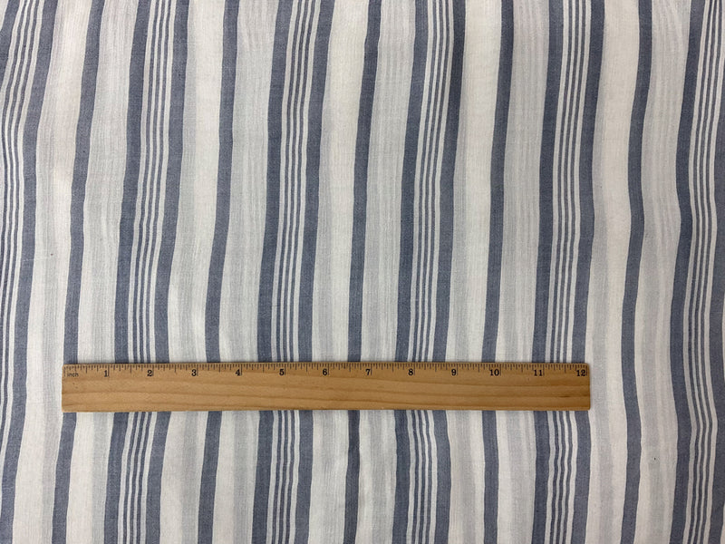 Blue-White Rayon Stripe Crepon Woven Fabric