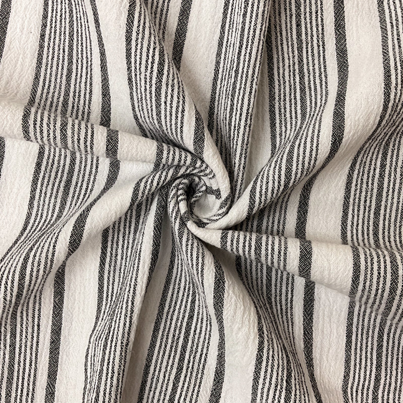 White-Black Cotton Stripe Gauze Woven Fabric