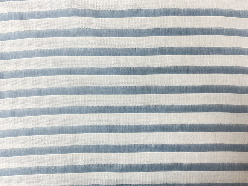 Blue-White Cotton Stripe Dobby Woven Fabric