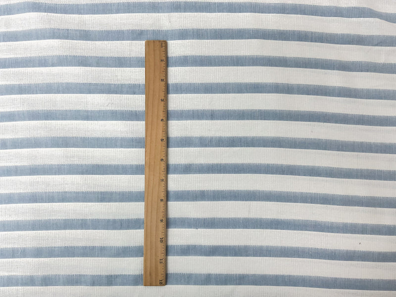 Blue-White Cotton Stripe Dobby Woven Fabric