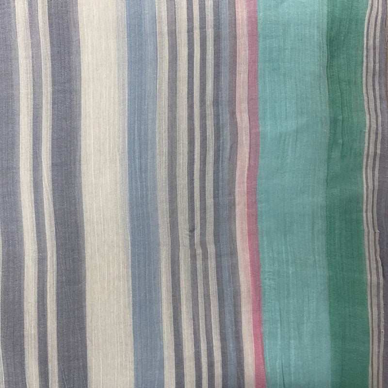 Blue-Teal-Multi Cotton Stripe Gauze Woven Fabric