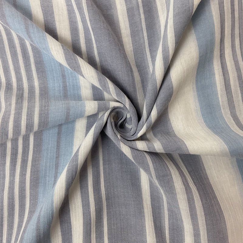 Blue-Teal-Multi Cotton Stripe Gauze Woven Fabric