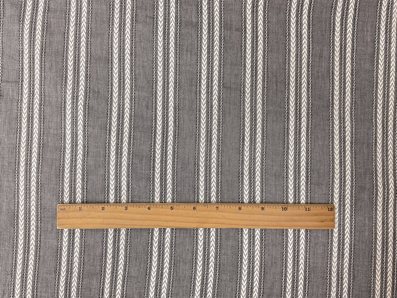 Black-White Cotton Rayon Stripe Dobby Woven Fabric