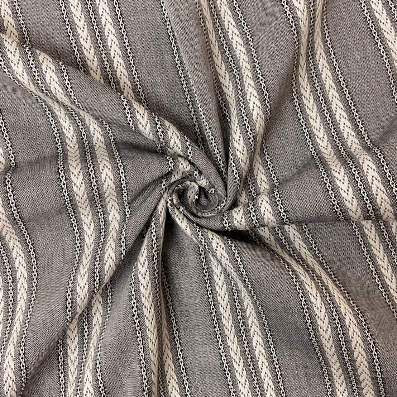 Black-White Cotton Rayon Stripe Dobby Woven Fabric