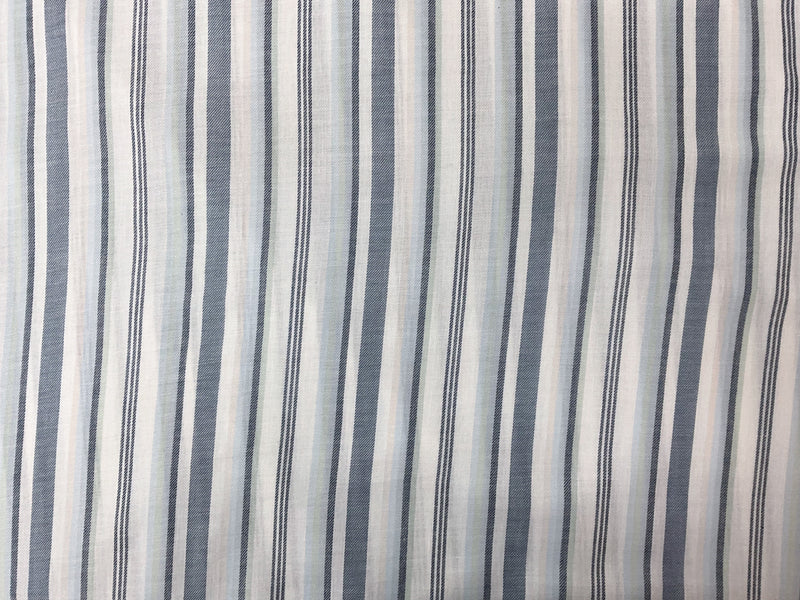 Blue-Green-Multi Cotton Stripe Twill Woven Fabric
