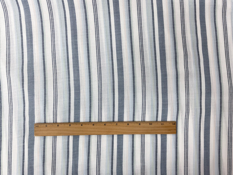 Blue-Green-Multi Cotton Stripe Twill Woven Fabric