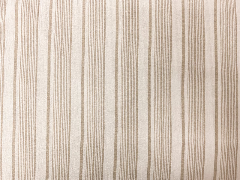 Beige-White Cotton Stripe Gauze Woven Fabric