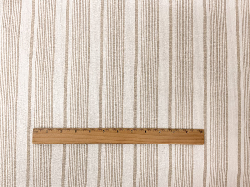 Beige-White Cotton Stripe Gauze Woven Fabric