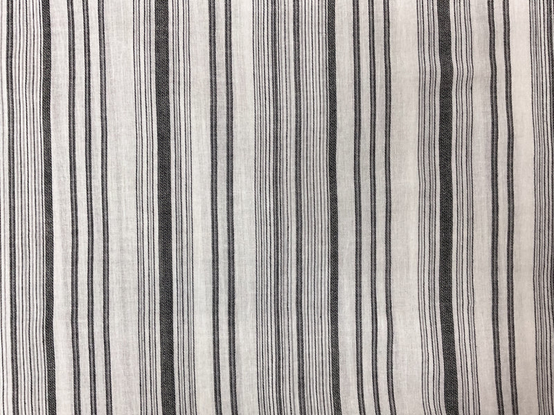 White-Black Cotton Stripe Dobby Woven Fabric