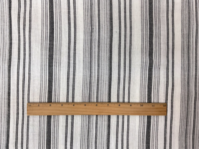 White-Black Cotton Stripe Dobby Woven Fabric
