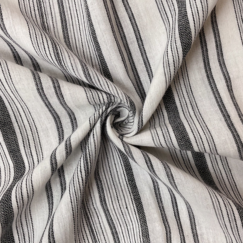 White-Black Cotton Stripe Dobby Woven Fabric