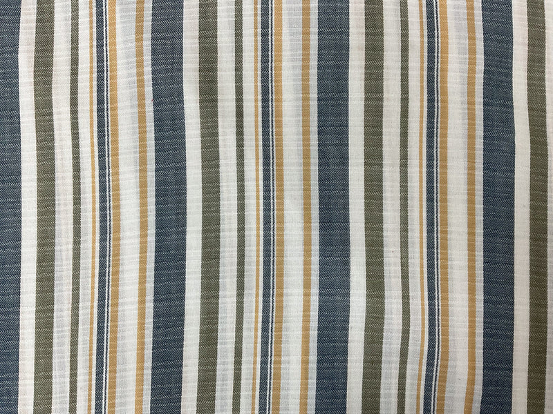 Off-White-Blue-Green Poly Cotton Stripe Dobby Woven Fabric
