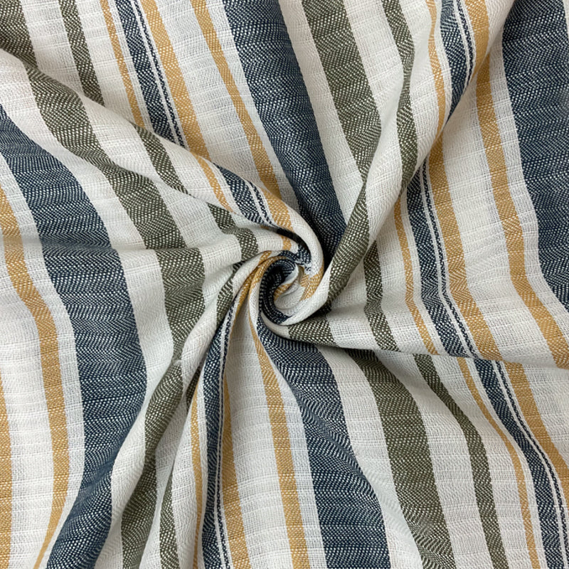 Off-White-Blue-Green Poly Cotton Stripe Dobby Woven Fabric