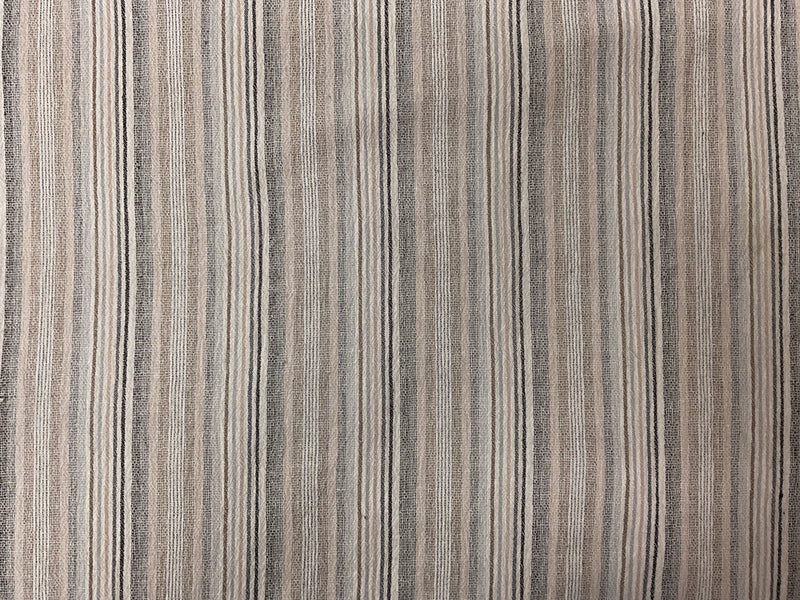 Beige-White-Multi Cotton Stripe Gauze Woven Fabric