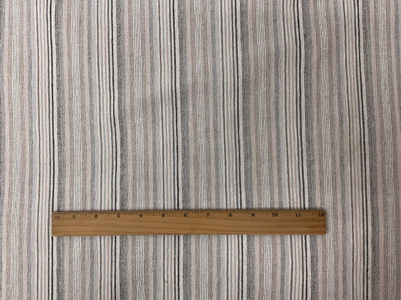 Beige-White-Multi Cotton Stripe Gauze Woven Fabric