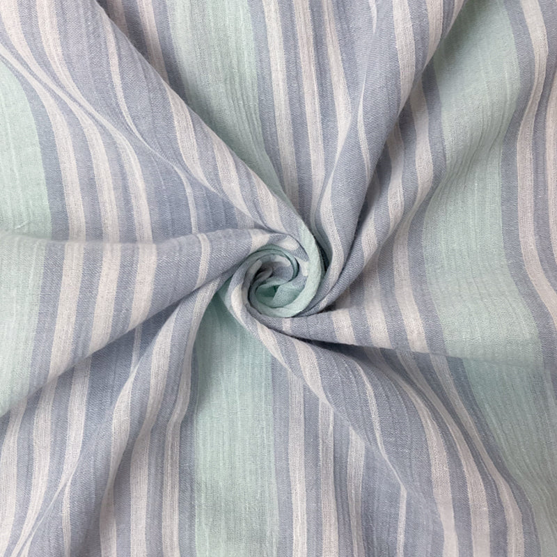Blue-Pink-Multi Cotton Stripe Gauze Woven Fabric