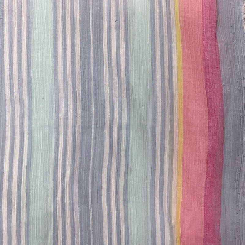 Blue-Pink-Multi Cotton Stripe Gauze Woven Fabric
