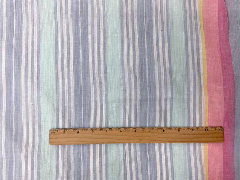 Blue-Pink-Multi Cotton Stripe Gauze Woven Fabric