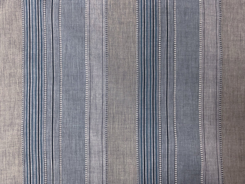 Blue-White-Navy Cotton Stripe Dobby Woven Fabric