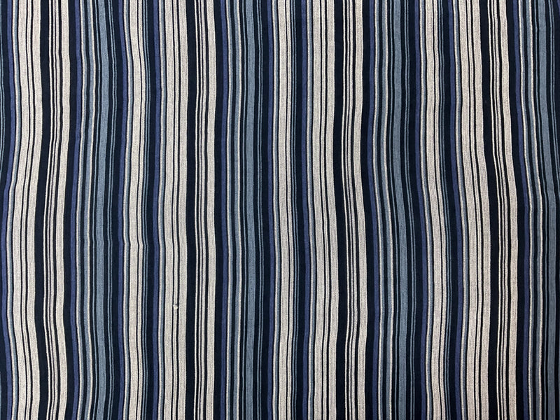 Blue-White-Navy Rayon Stripe Crepon Woven Fabric