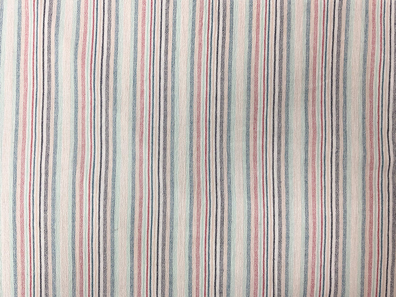 Blue-Red-Multi Cotton Stripe Gauze Woven Fabric