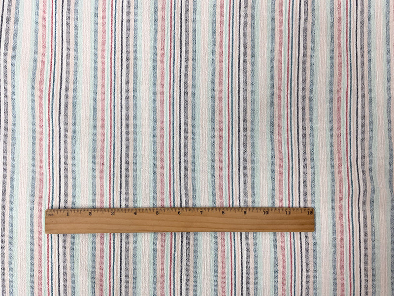 Blue-Red-Multi Cotton Stripe Gauze Woven Fabric