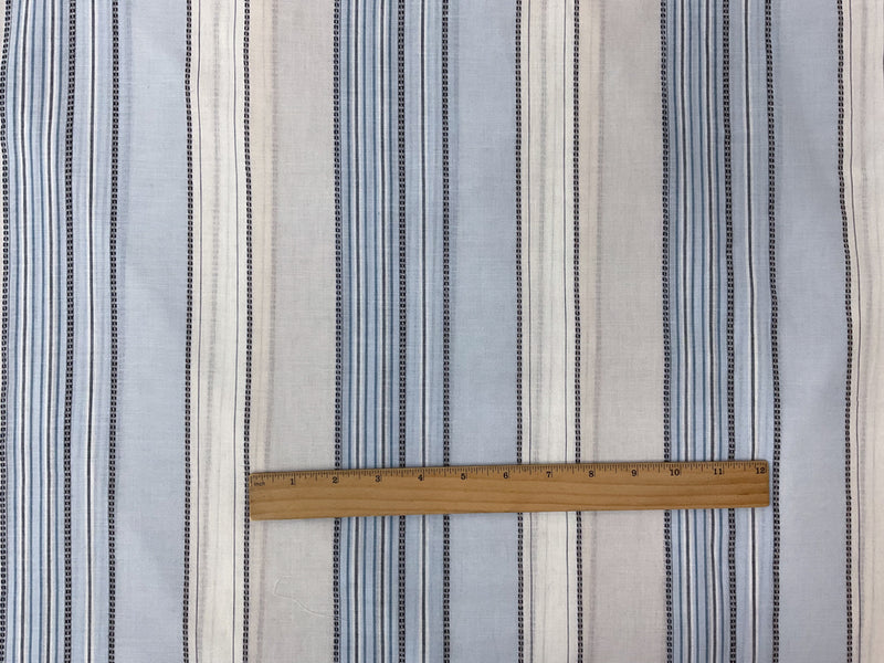 Blue-White-Multi Cotton Stripe Dobby Voile Woven Fabric