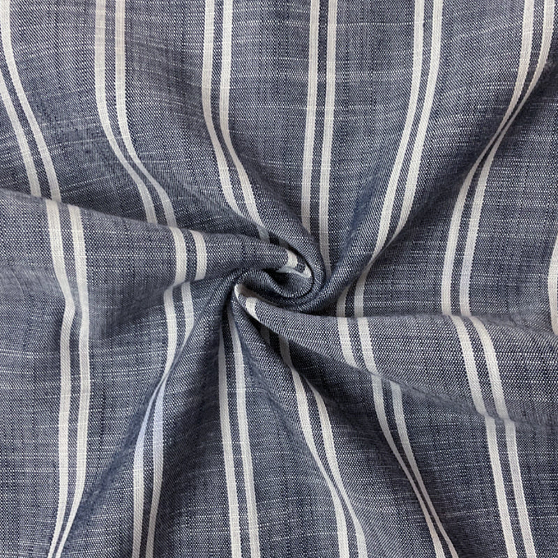 Deep Blue Rayon Stripe Woven Fabric