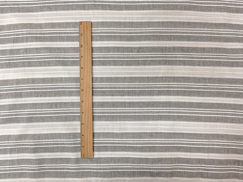 Black-Ivory Cotton Stripe Dobby Woven Fabric