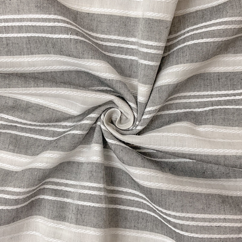 Black-Ivory Cotton Stripe Dobby Woven Fabric